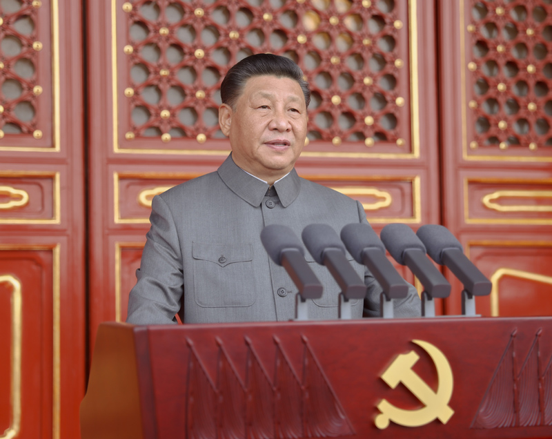 7月1日，慶祝中國共產(chǎn)黨成立100周年大會在北京天安門廣場隆重舉行。中共中央總書記、國家主席、中央軍委主席習(xí)近平發(fā)表重要講話。新華社記者 鞠鵬 攝